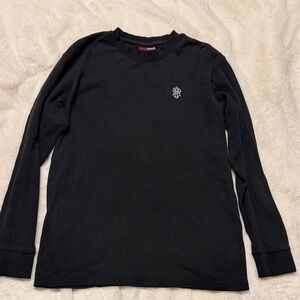3 for $10 Black Waffle Knit Long Sleeve Shirt with Logo
